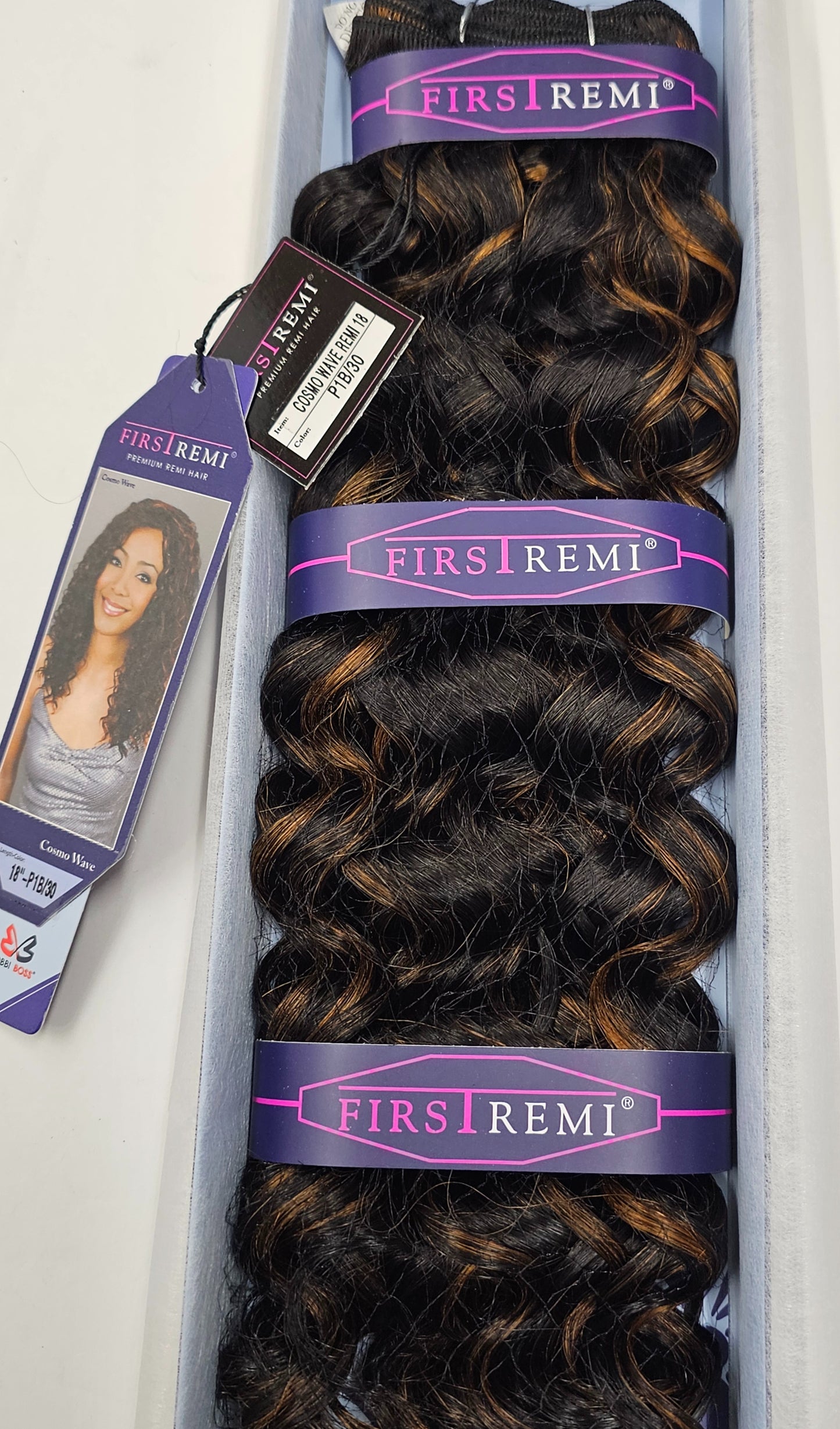 100% premium remi hair weave; cosmo wave; curly; sew-in; weft; first remi image 6