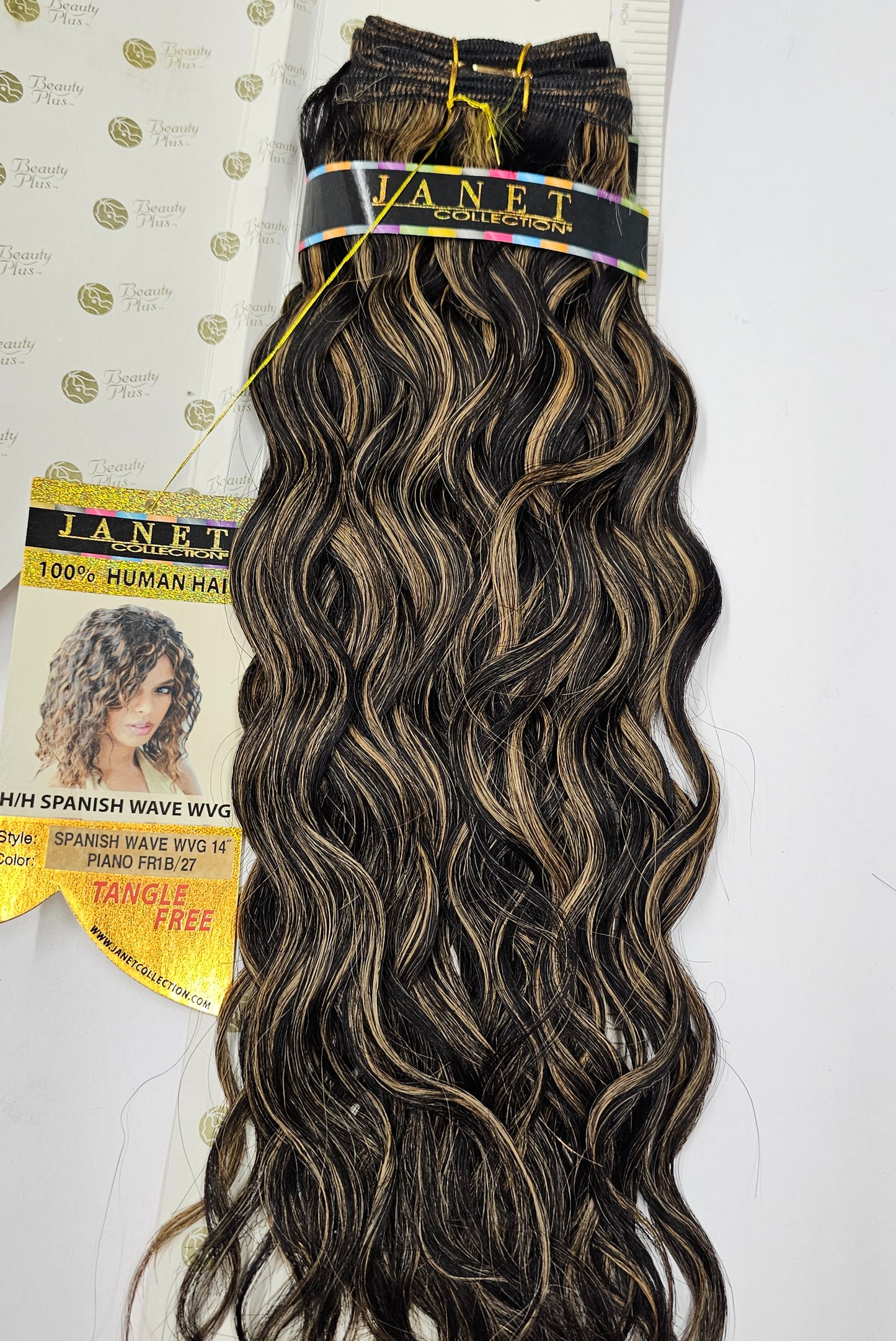 100% human hair weave tangle-free; Spanish wave;weft; sew-in; for women; Janet image 1