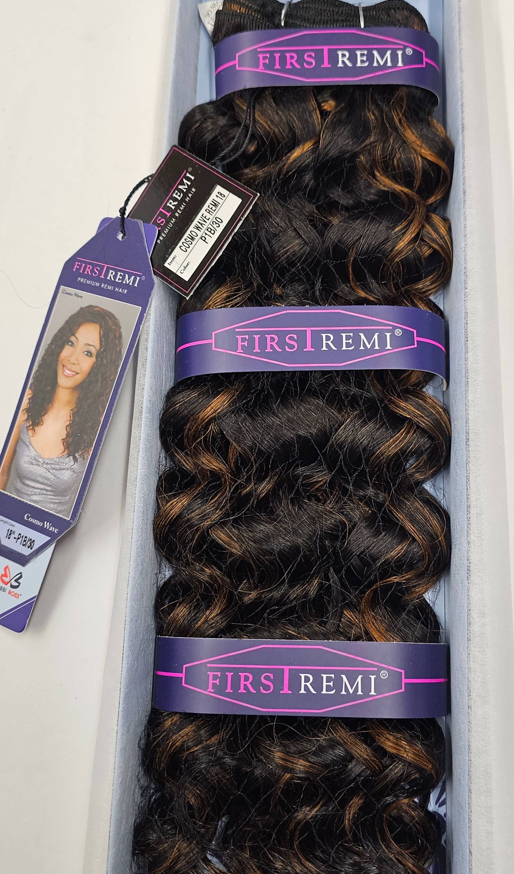 100% premium remi hair weave; cosmo wave; curly; sew-in; weft; first remi image 6