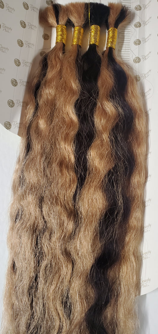 100% human hair French refined super bulk tangle-free; wet& wavy; mixed colors image 0