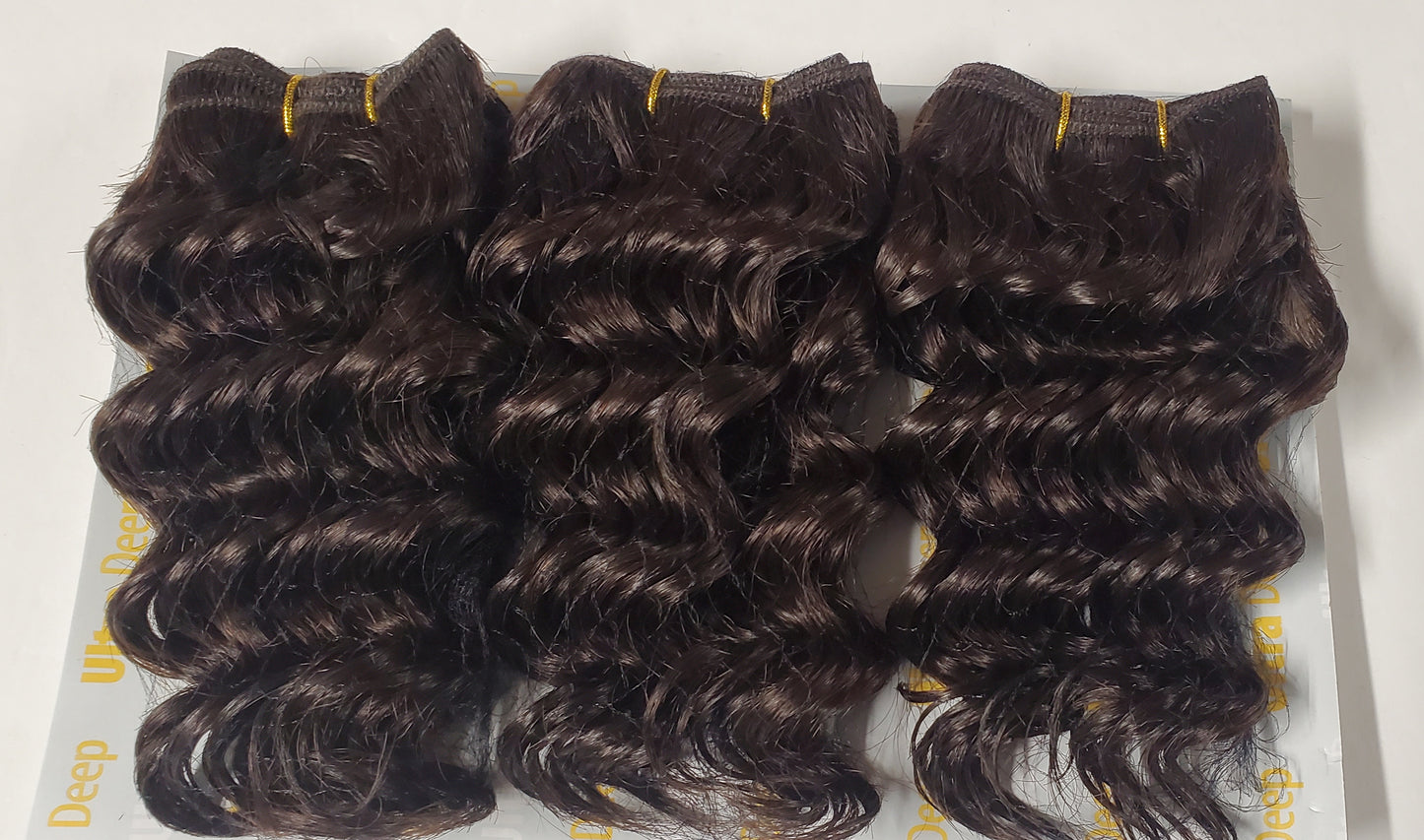 100% human hair tangle-free weave; ultra deep; 3pcs; curly; wefts; sew-in image 3