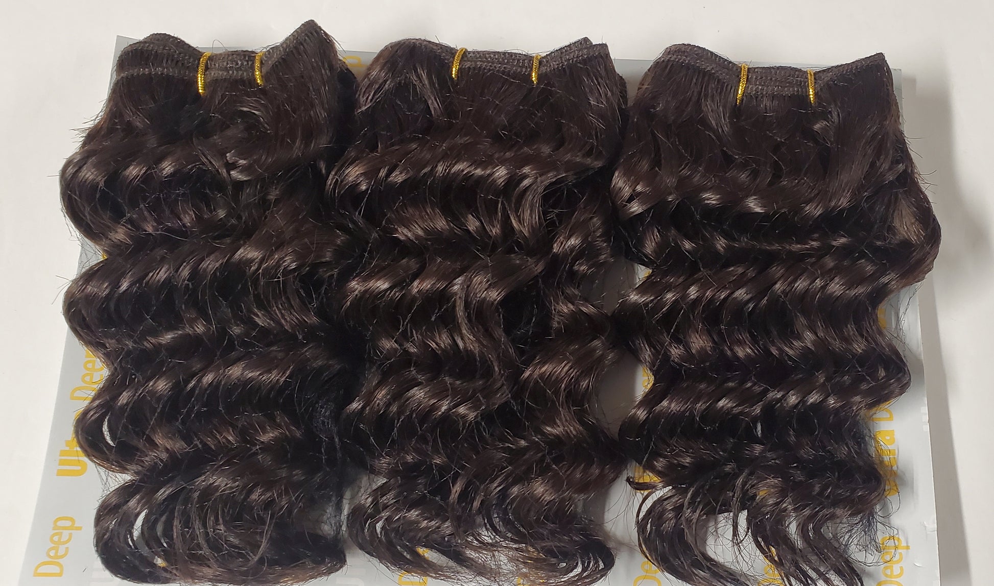 100% human hair tangle-free weave; ultra deep; 3pcs; curly; wefts; sew-in image 3