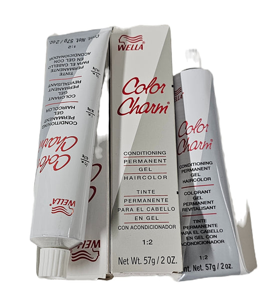 2 tubes of Wella color charm permanent gel conditioning hair color; 2oz each image 0