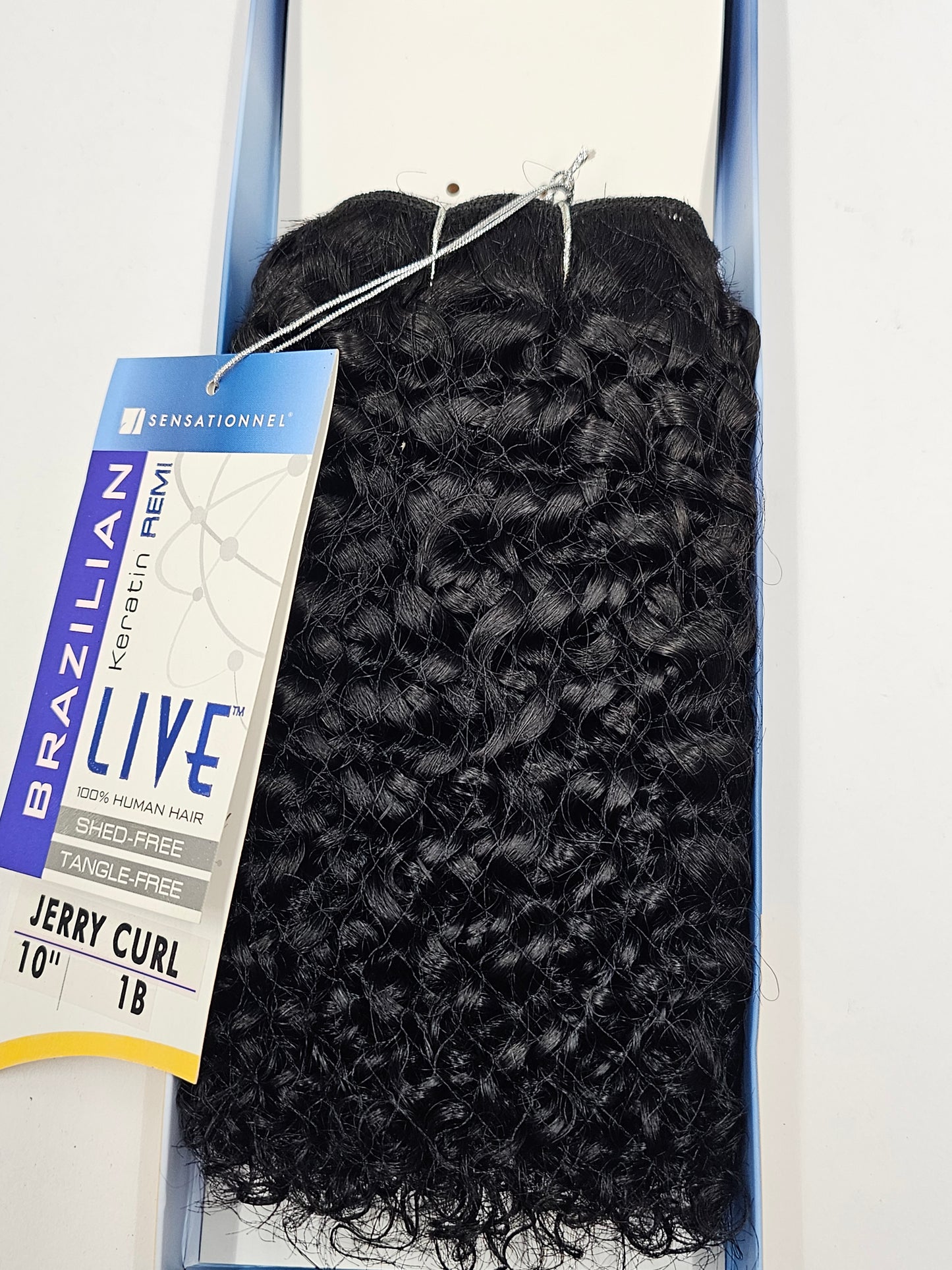 100% human hair weave;live brazilian keratin remi; jerry curl;sensationnel image 4