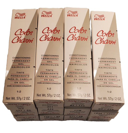 Set of 12 Wella color charm permanent gel conditioning hair color; 2oz x 12 image 0