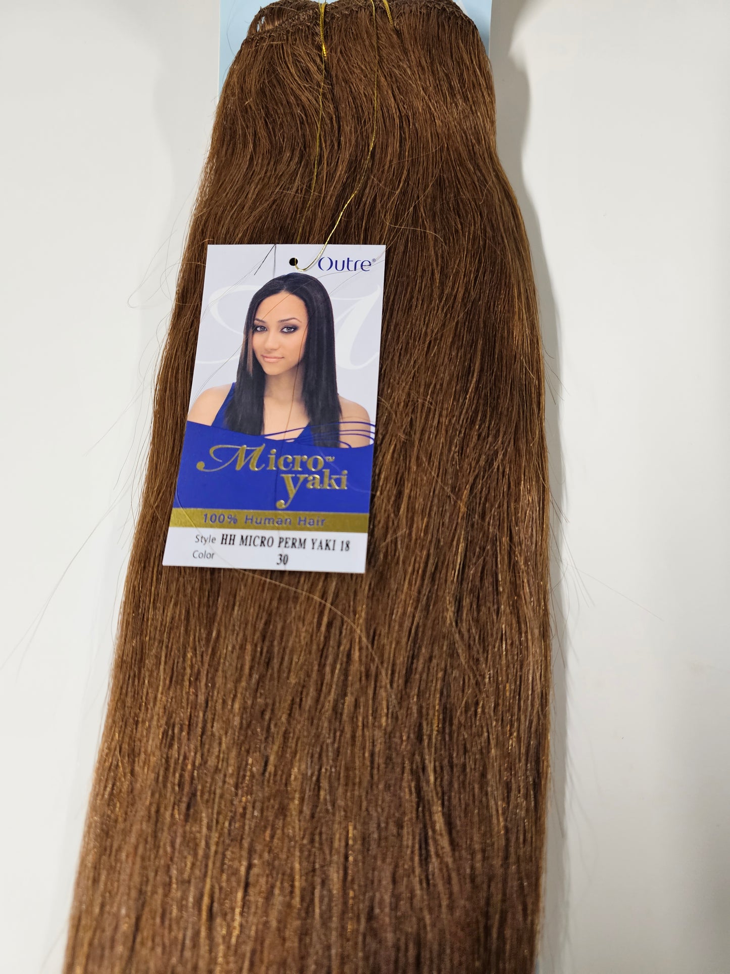 100% human hair tangle-free micro perm Yaki weave; straight; weft; sew-in. image 5