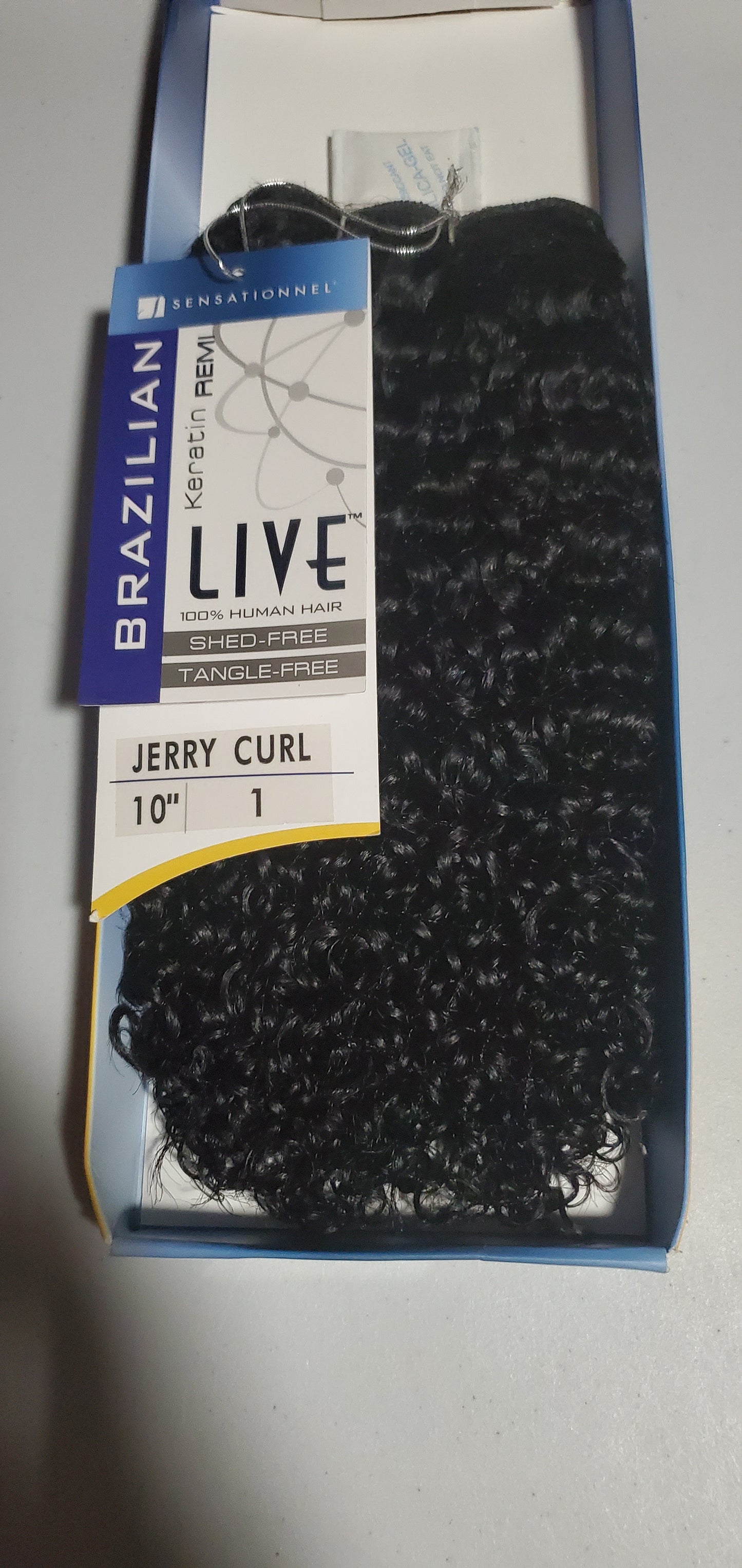 100% human hair weave;live brazilian keratin remi; jerry curl;sensationnel image 2