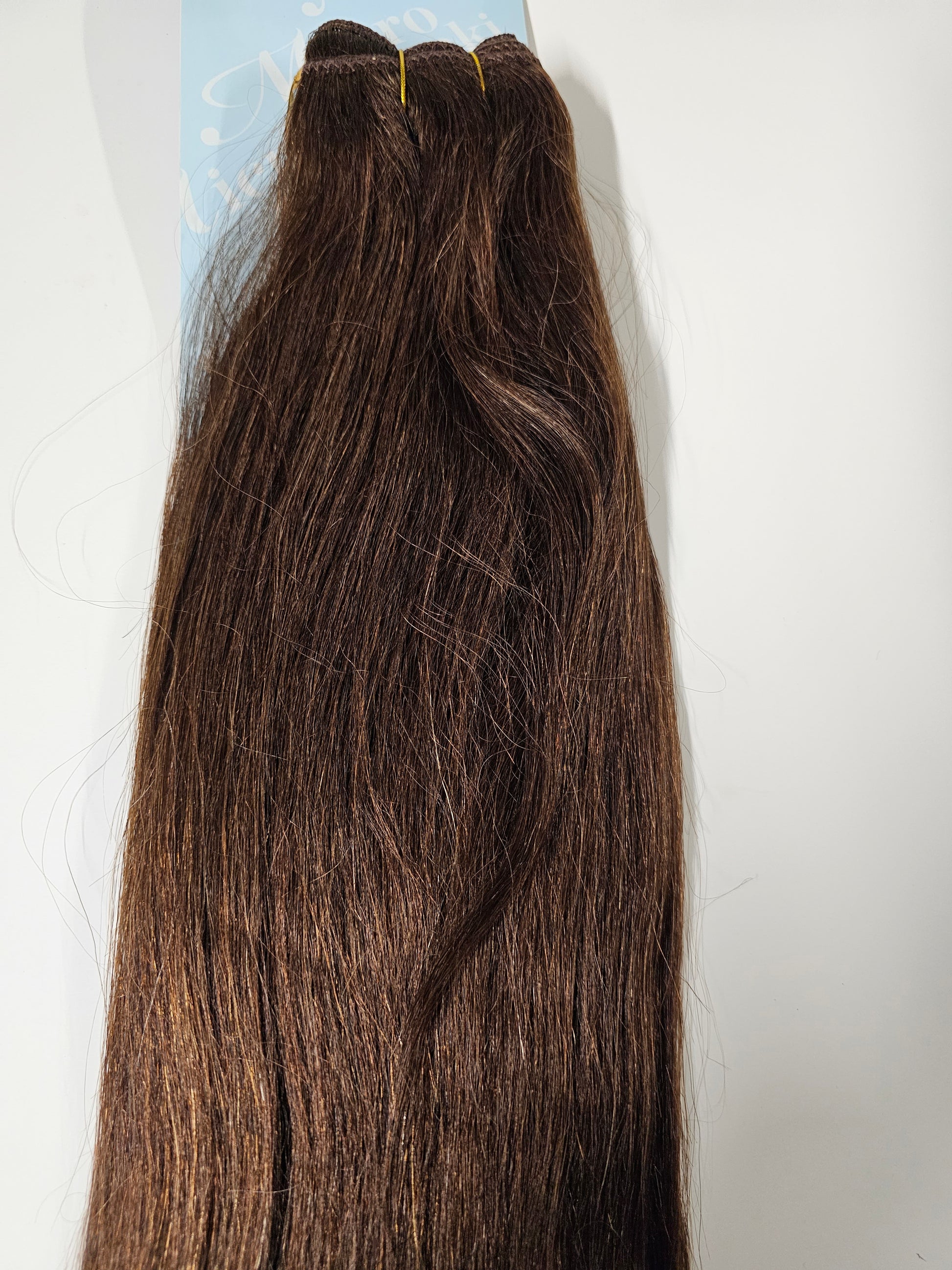 100% human hair tangle-free micro perm Yaki weave; straight; weft; sew-in. image 4