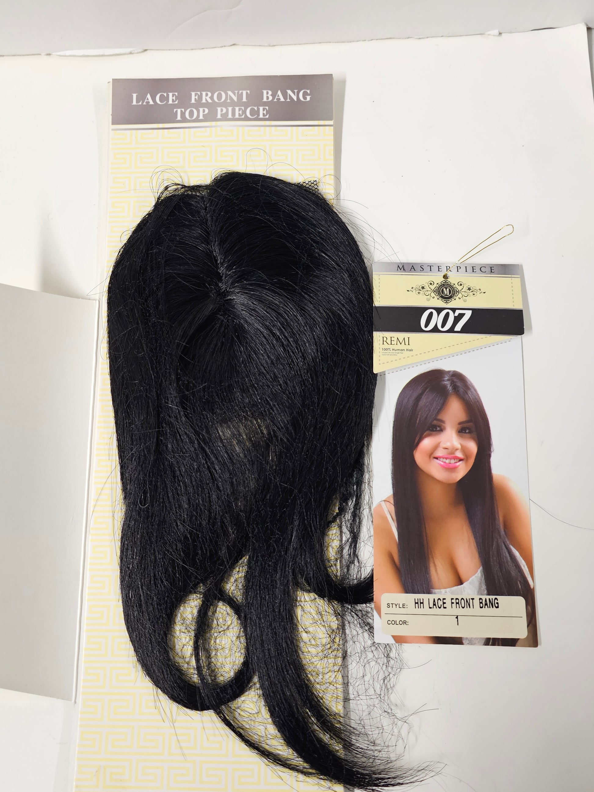 100% human hair 007 hand tied lace front band; Straight; top piece; for women image 1