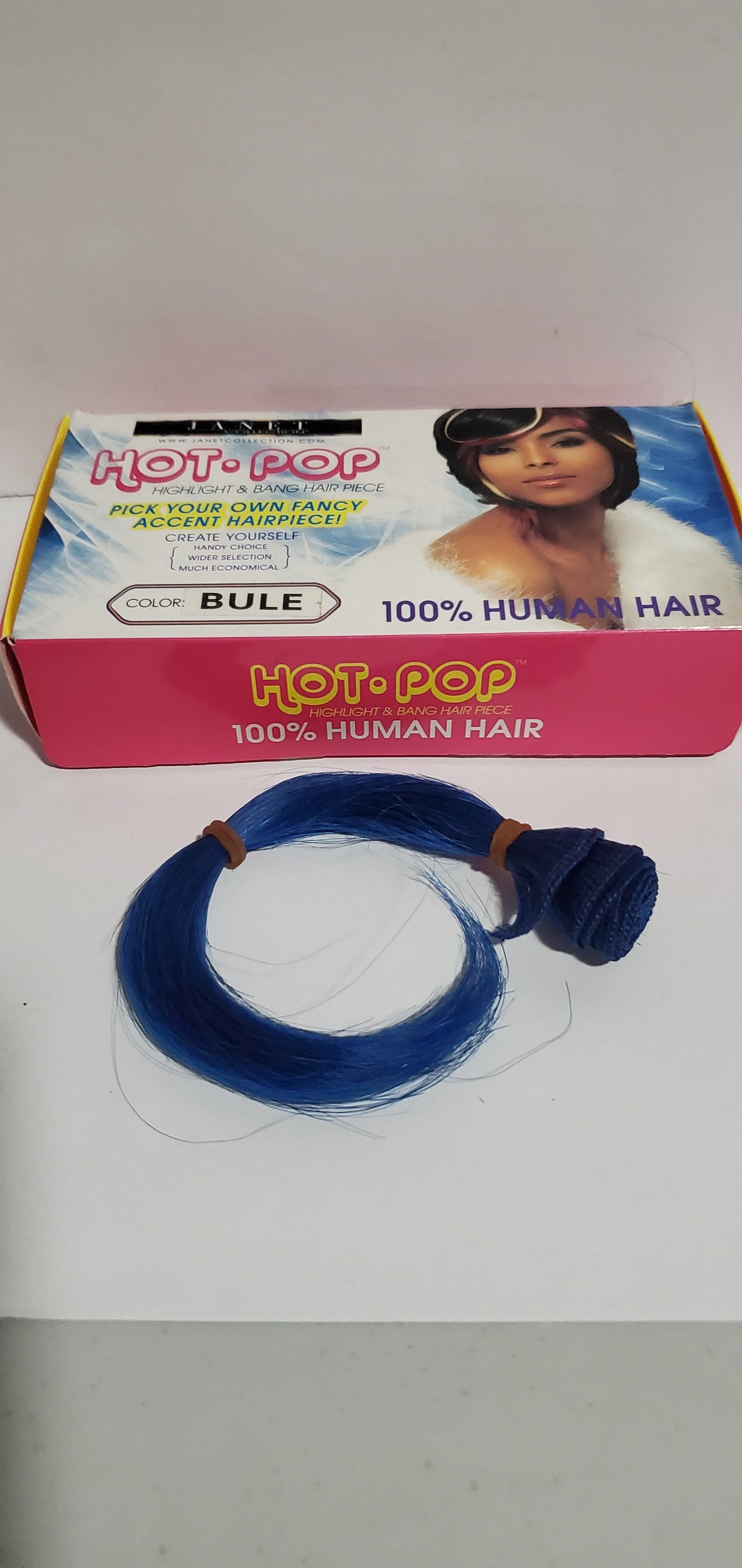 12 pcs of 100% human hair weaving highlight + bang hair piece; Blue; 6- 8 inch image 0