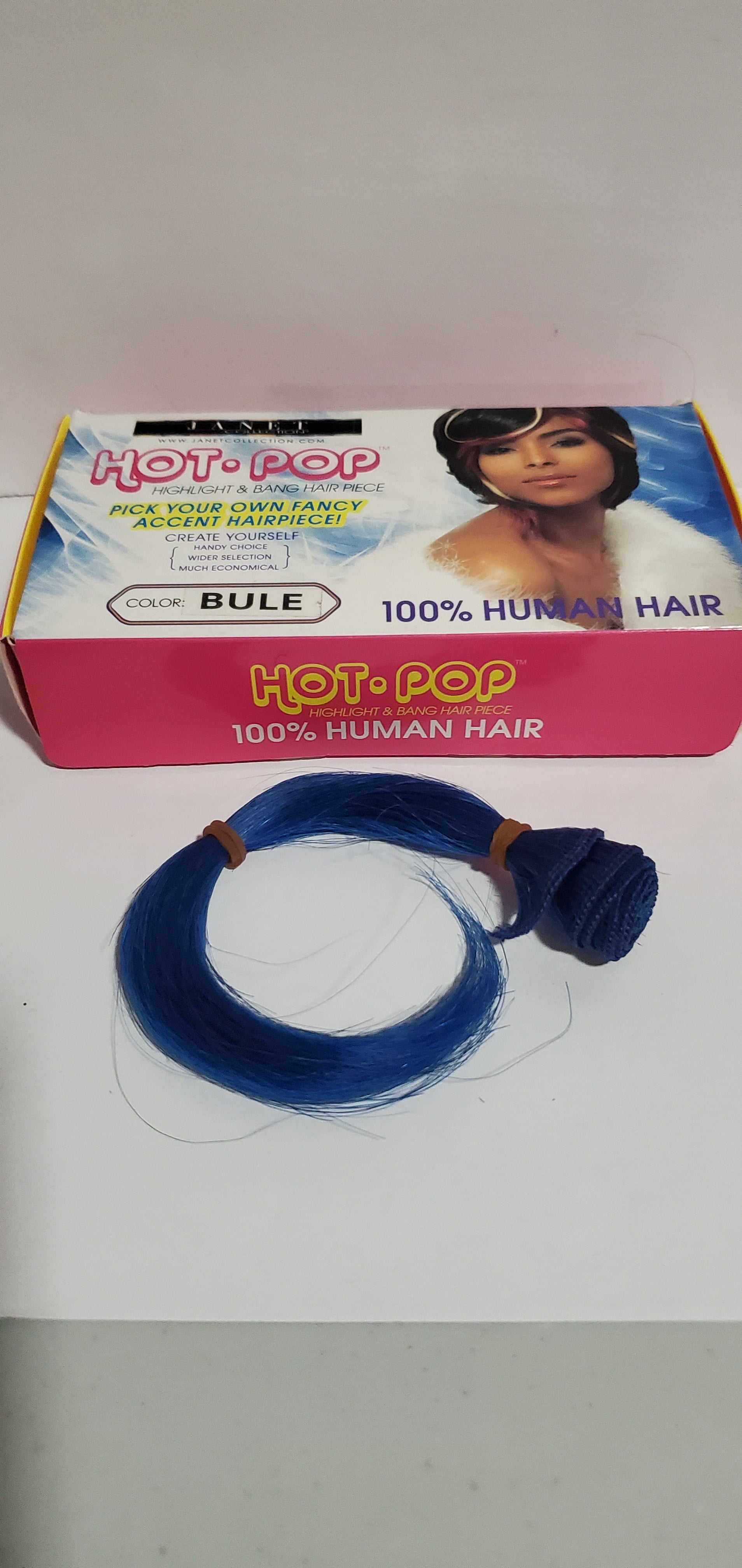 12 pcs of 100% human hair weaving highlight + bang hair piece; Blue; 6- 8 inch image 0