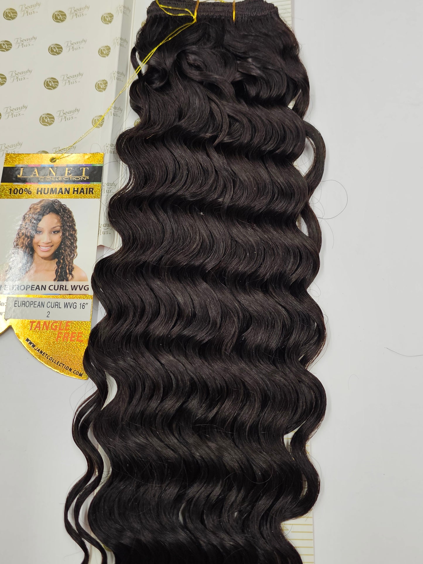100% human hair tangle-free weave; European curl; sew-in; weft; curly; for women image 0