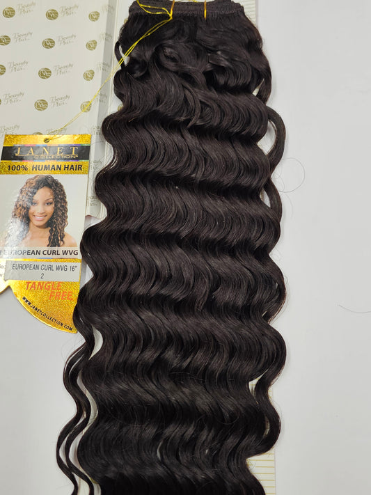 100% human hair tangle-free weave; European curl; sew-in; weft; curly; for women image 0