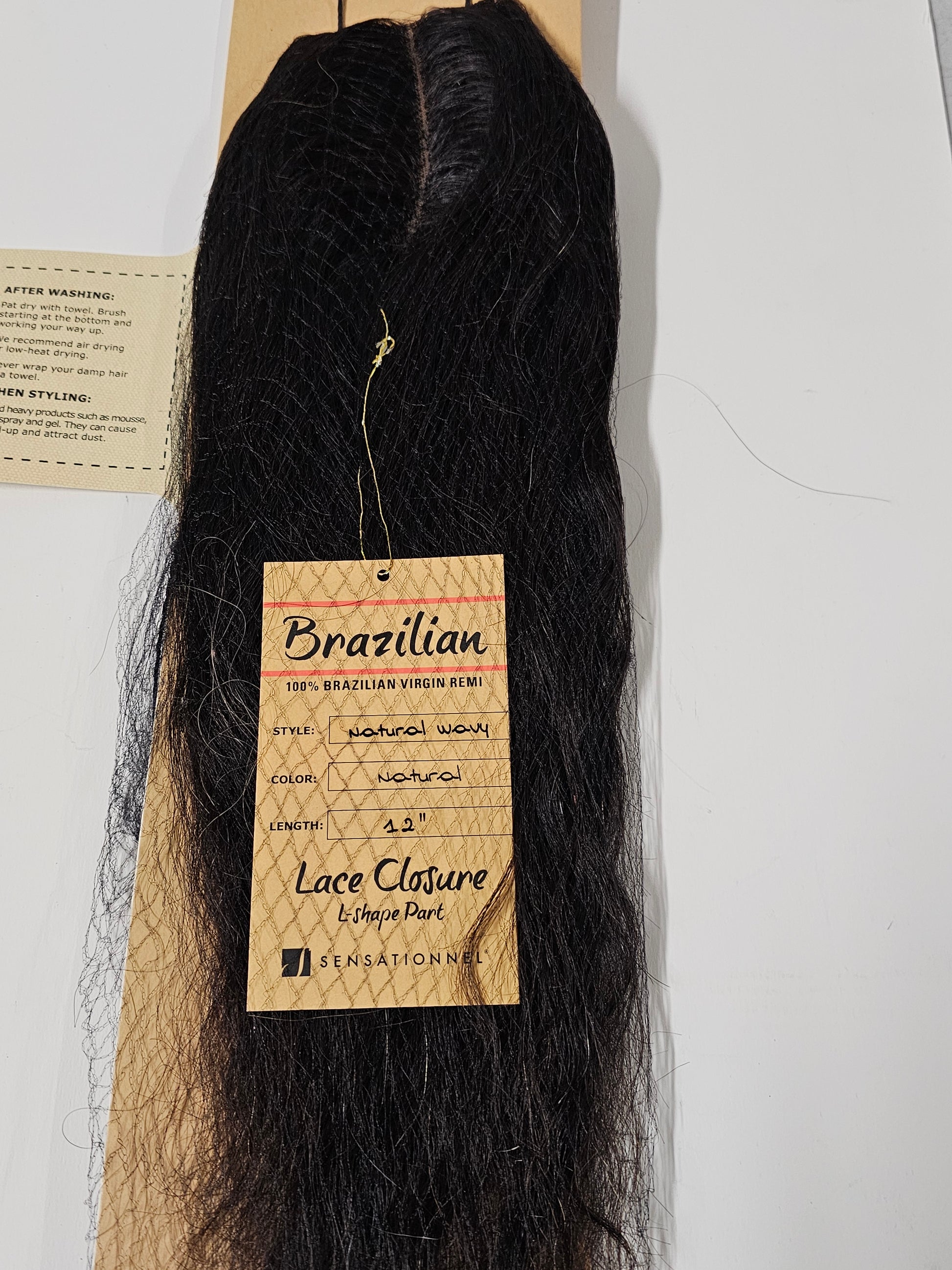 100% Brazilian virgin Remi human hair  lace closure; natural wavy; hand-tied image 1