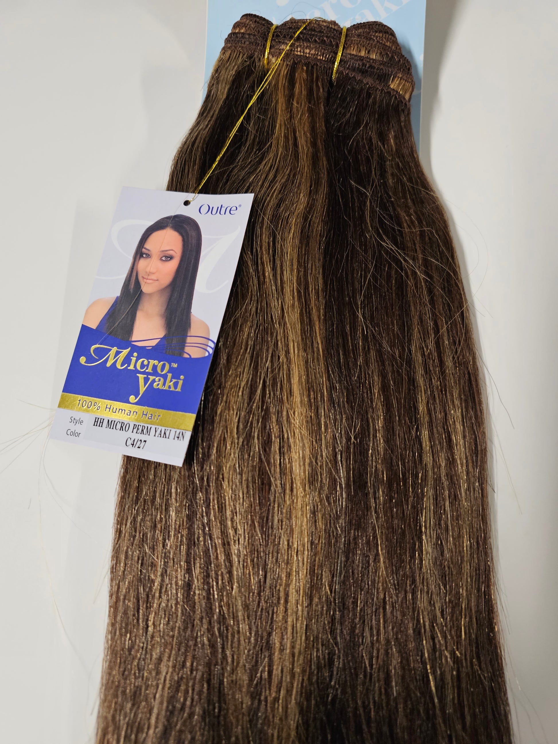 100% human hair tangle-free micro perm Yaki weave; straight; weft; sew-in. image 6