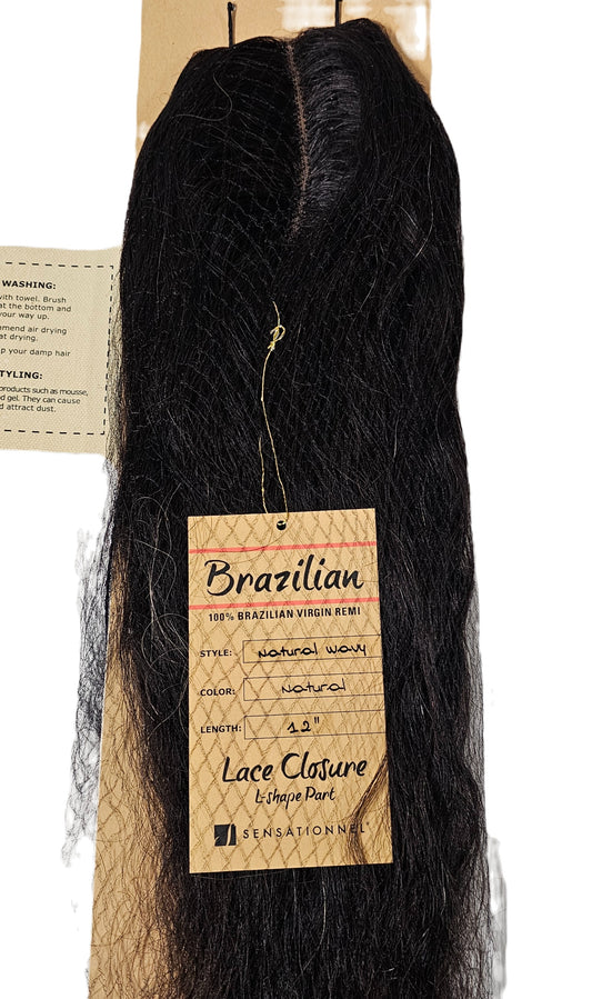 100% Brazilian virgin Remi human hair  lace closure; natural wavy; hand-tied image 0