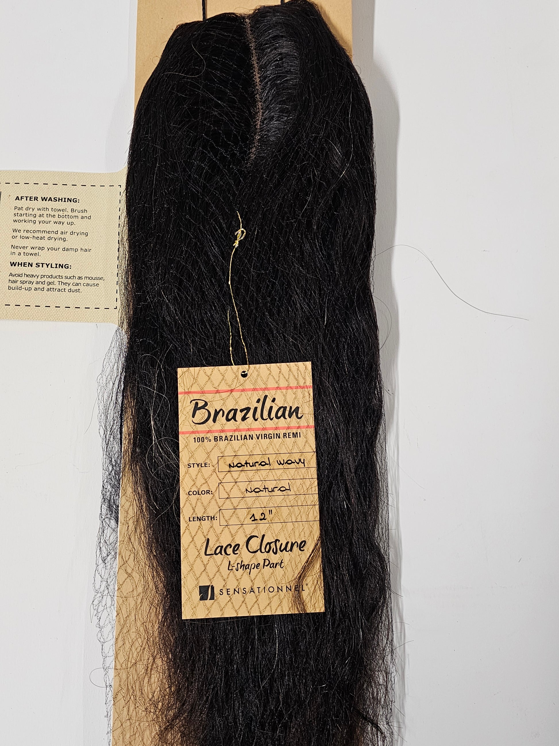 100% Brazilian virgin Remi human hair  lace closure; natural wavy; hand-tied image 2