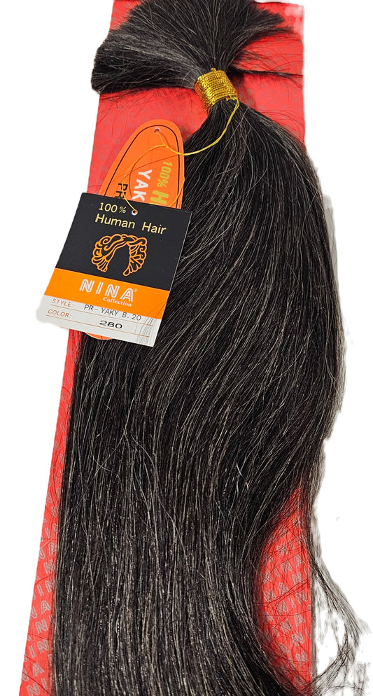 100% human hair Yaky touch pre-washed ; bulk hair; straight; for braiding image 0