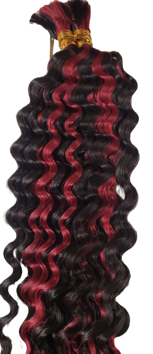 100% human hair new deep bulk tangle-free; for braiding; curly; wet and wavy image 0