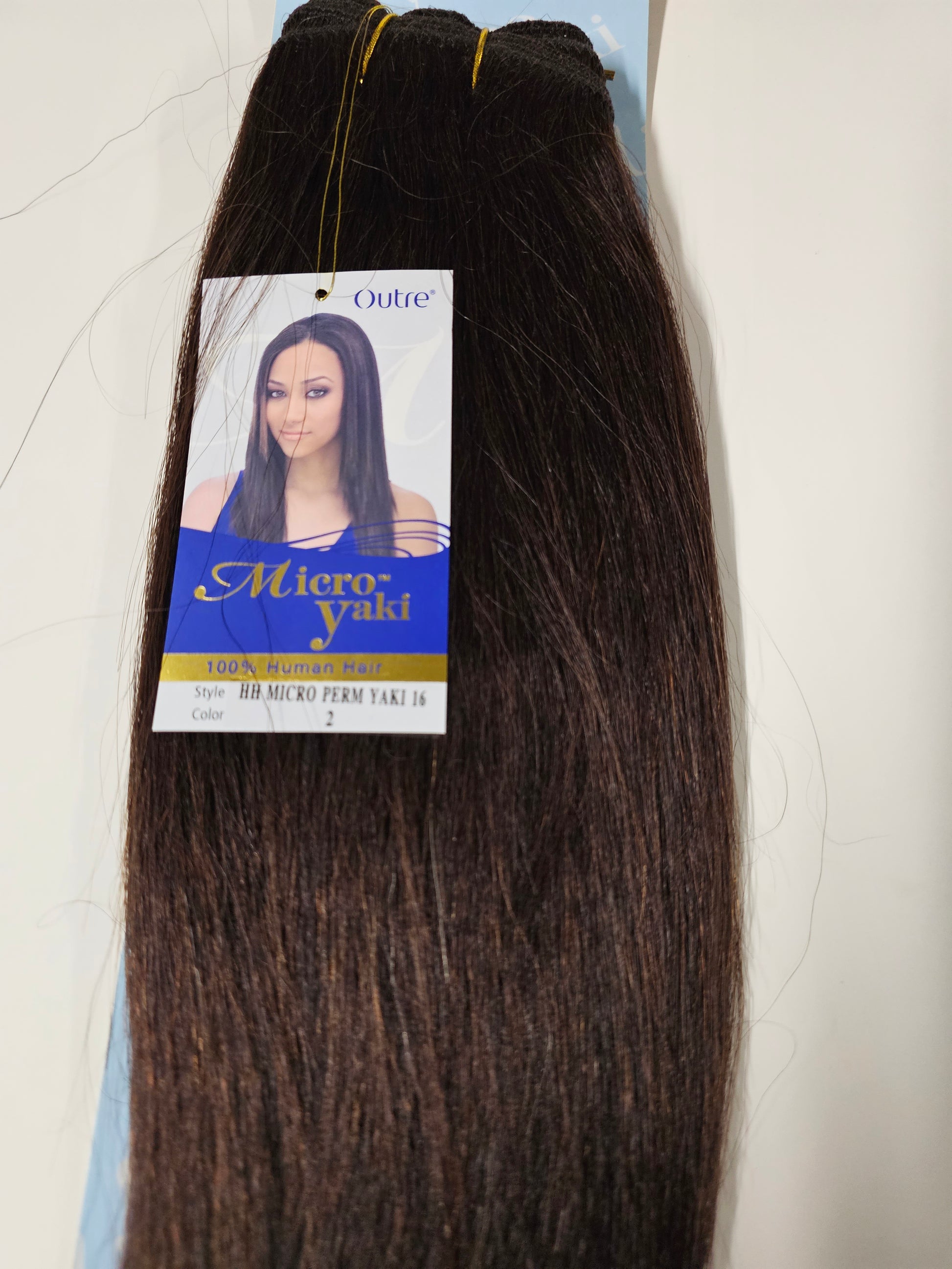 100% human hair tangle-free micro perm Yaki weave; straight; weft; sew-in. image 7