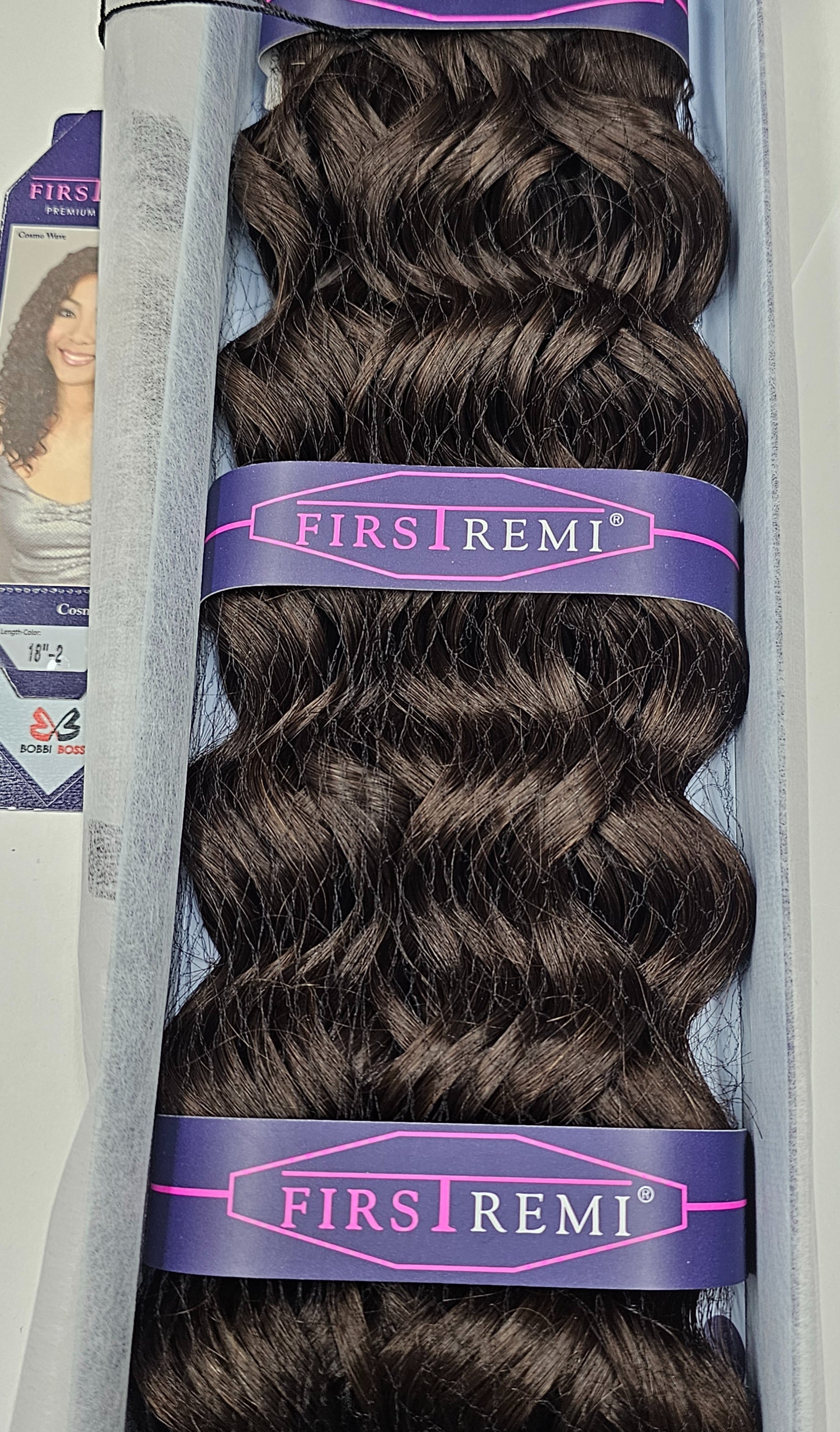 100% premium remi hair weave; cosmo wave; curly; sew-in; weft; first remi image 3
