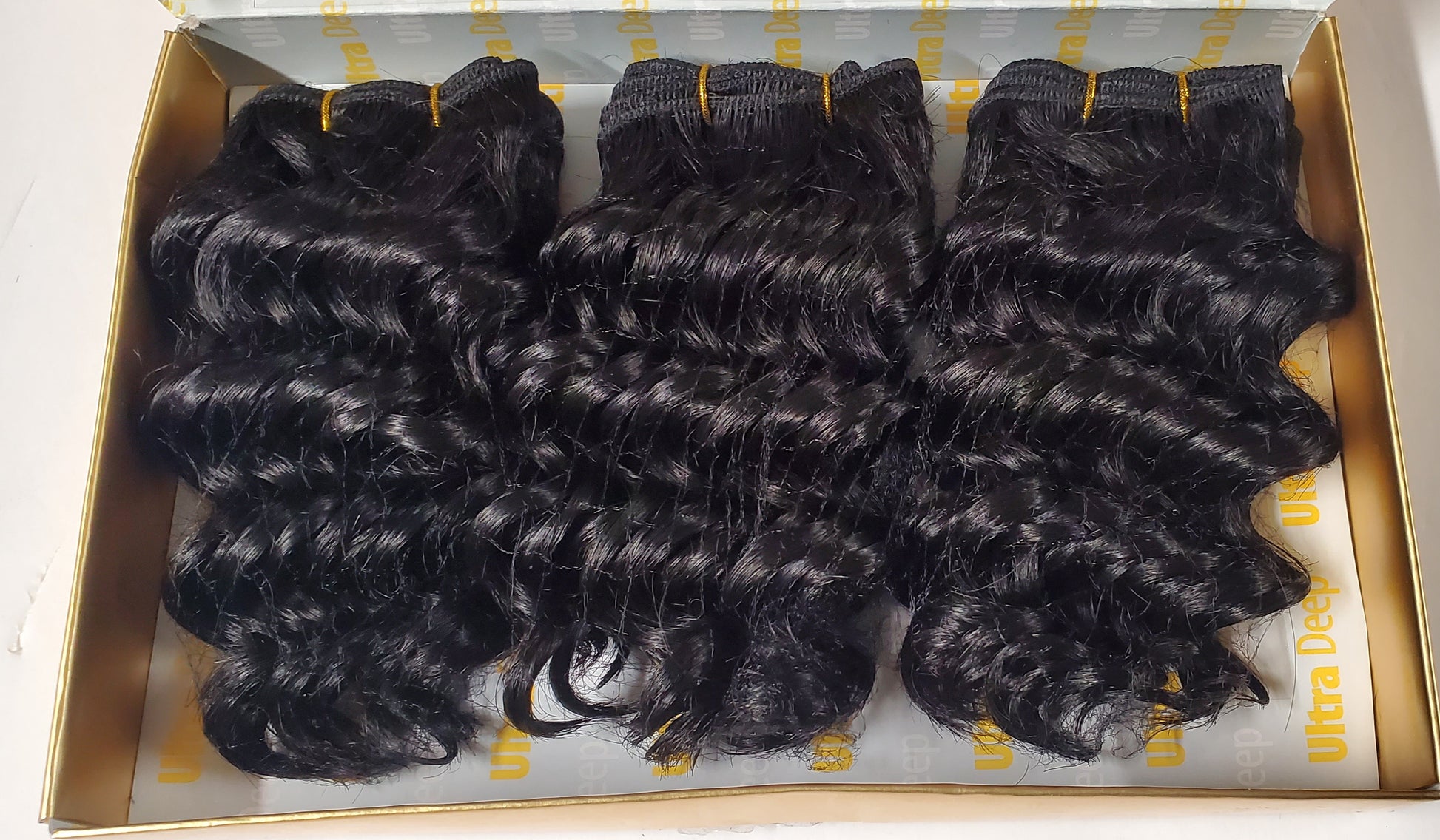 100% human hair tangle-free weave; ultra deep; 3pcs; curly; wefts; sew-in image 2