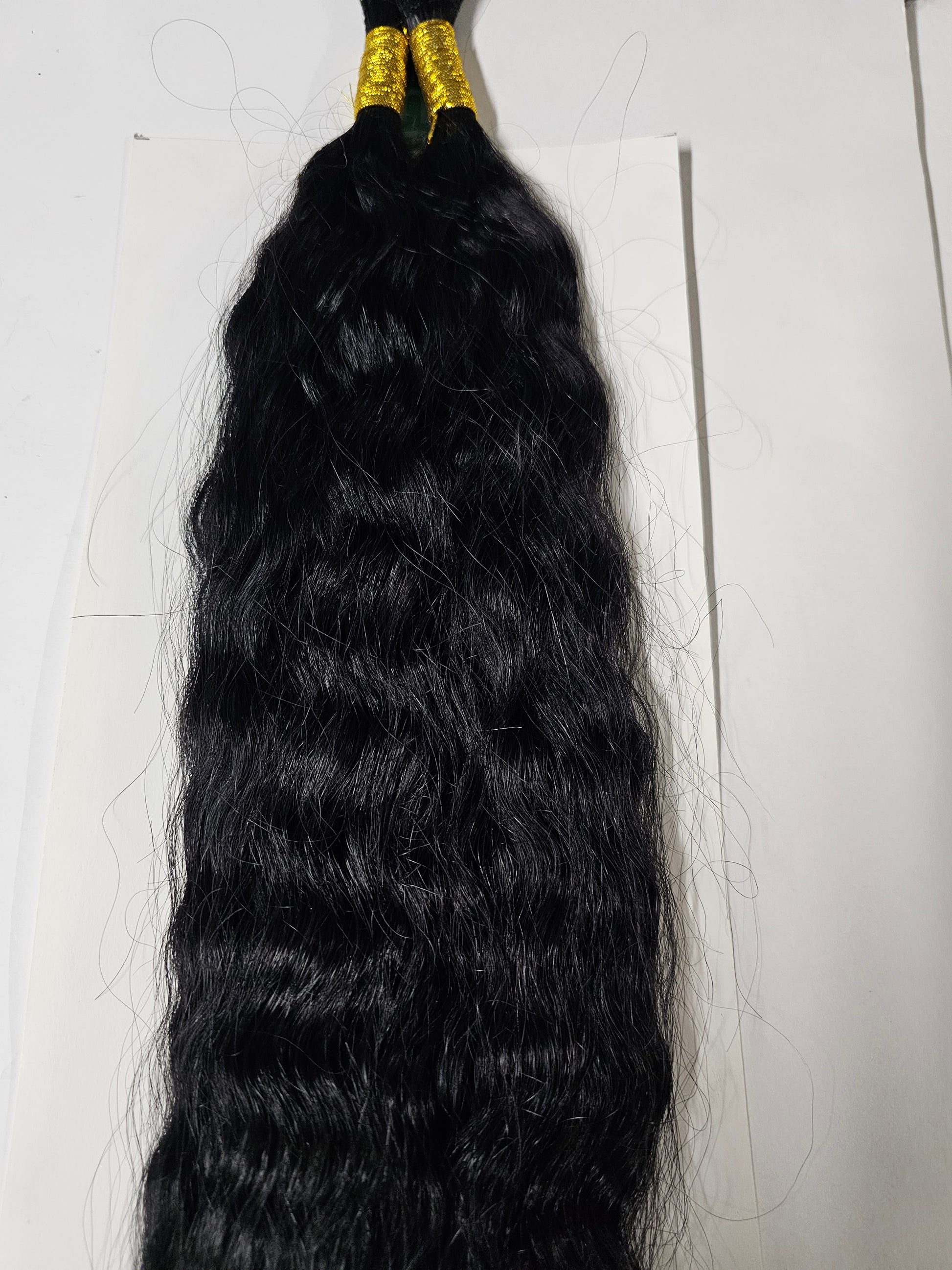 100% human hair and premium blend hair French super bulk; wavy; for braiding image 1
